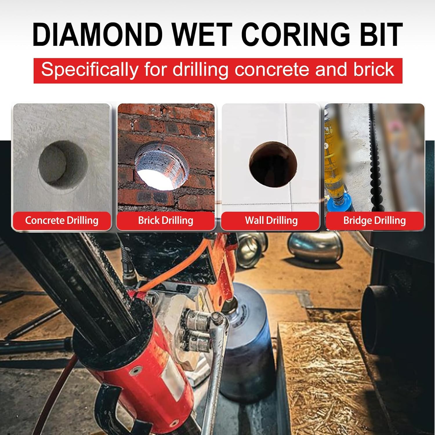 Diamond Core Drill Bits 3 1/2" Diameter 10"/254mm Drilling Depth 5/8-11" Thread Core Bit Turbo Laser-Welded Segments