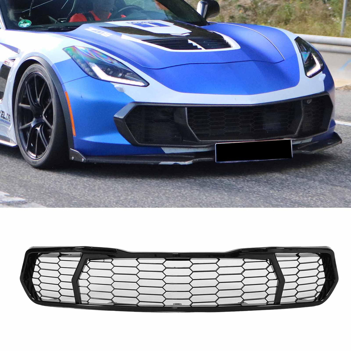 Replacement Front Bumper Mesh Grille for Chevy Corvette C7 2014-2019