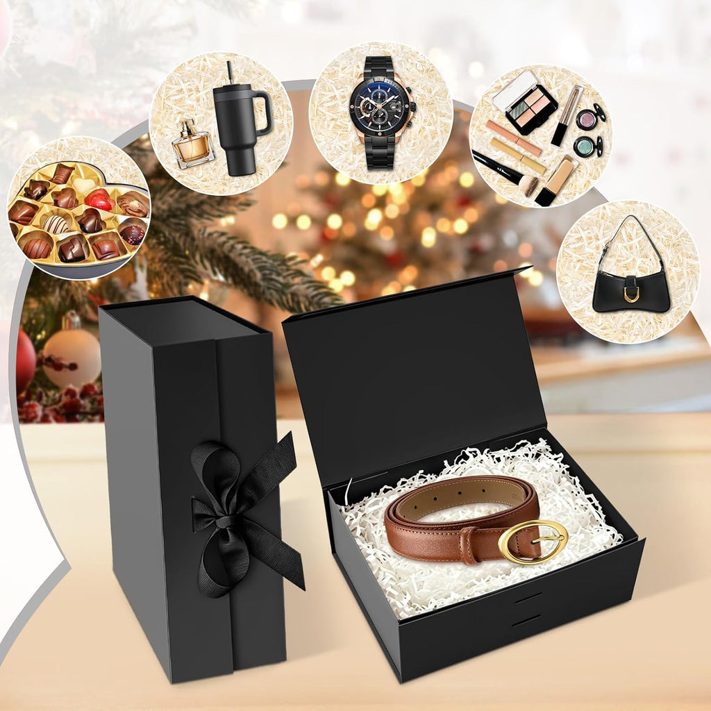 Black Magnetic Gift Box for Men Medium Gift Boxes with Lids for Birthday