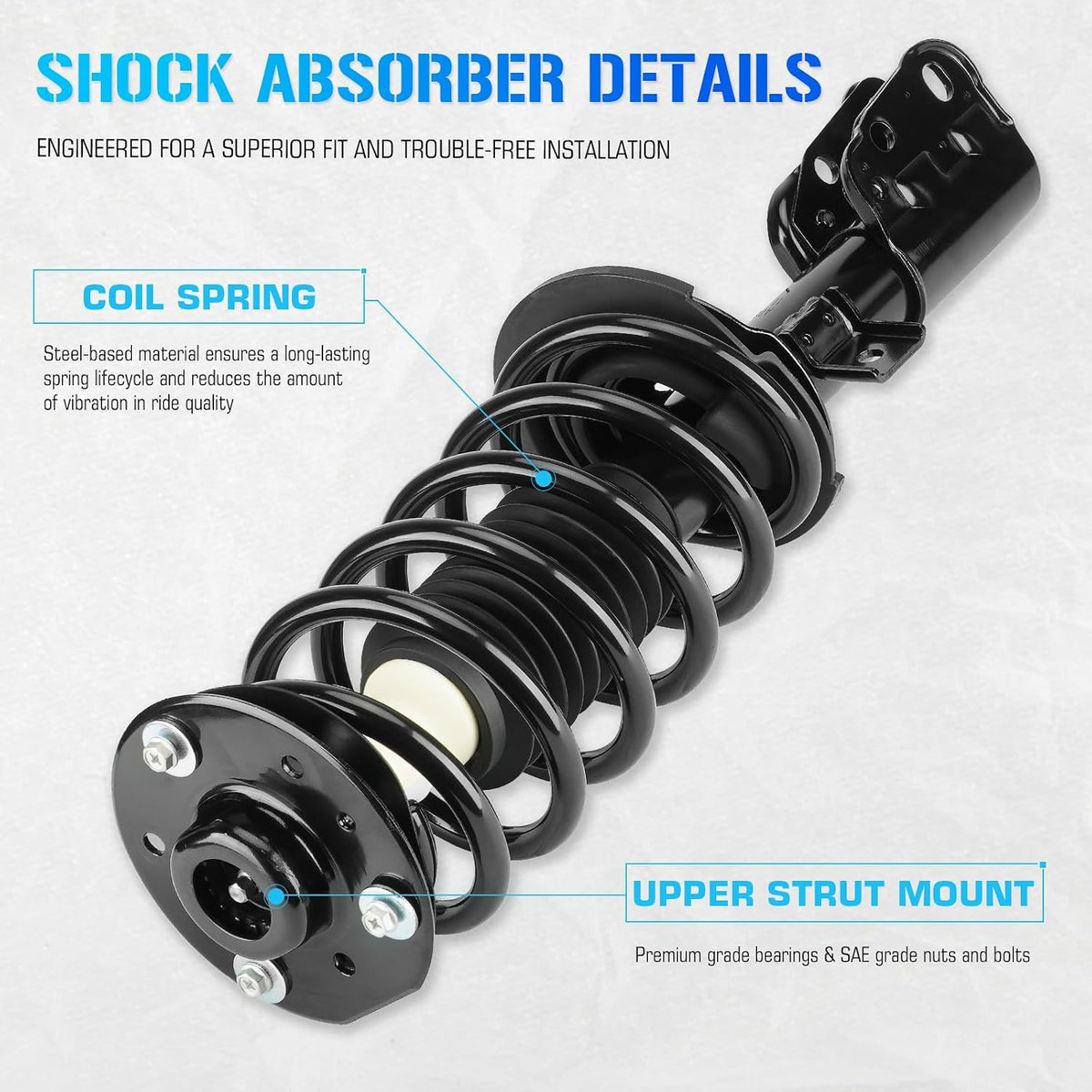 4PCS Front & Rear Strut Shock Assembly w/Coil Spring for Equinox 07-17, Chevy Captiva Sport 12-13, GMC Terrain 10-17, Pontiac Torrent/Suzuki XL-7 Vue 07-09, 172526 911258 - [ Exc. 19" Wheels ]