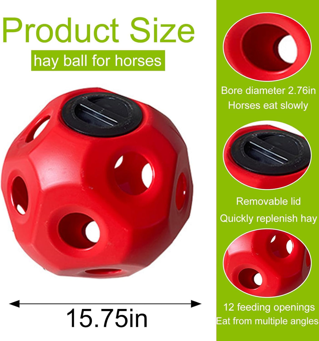 Horse Hay Ball Slow Feeder - 15.75 Inch Large Horse Treat Ball and Jolly Ball for Horses, Durable Hay Feeder for