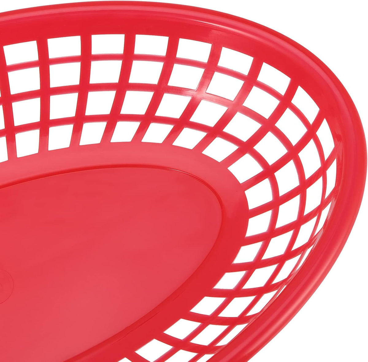 60 Pack Red Plastic Fast Food Serving Baskets, 9 x 5.6 x 1.5 Inch Oval Restaurant Serving Baskets for Bread, Fried