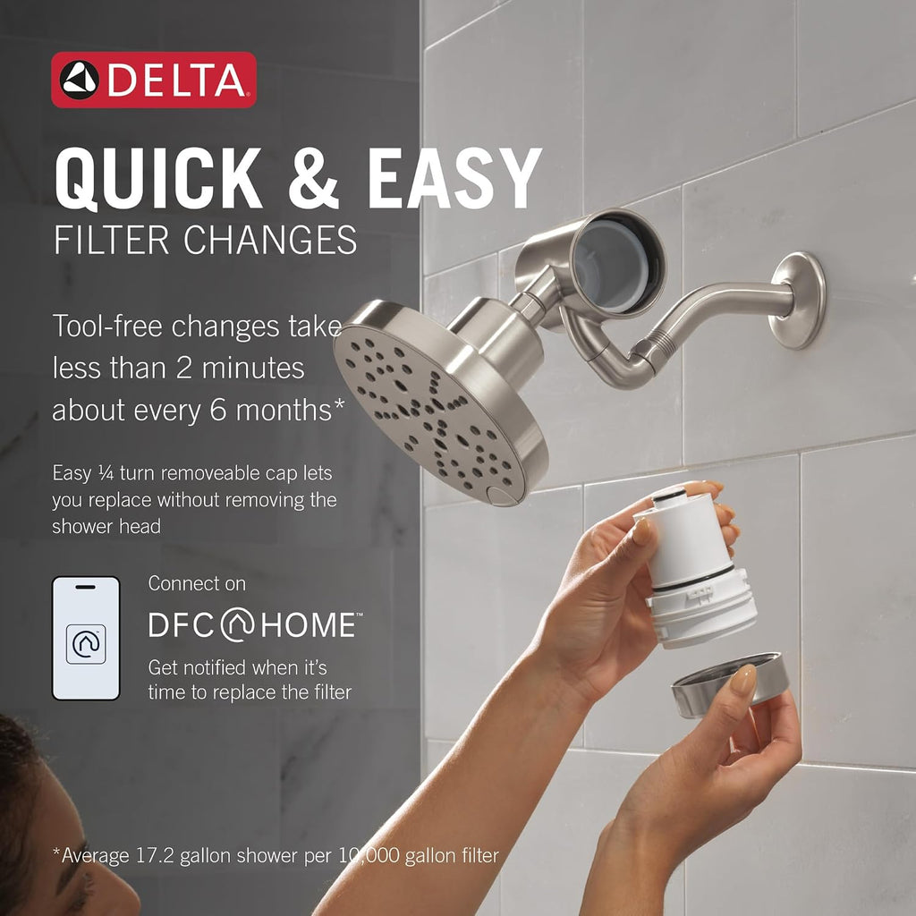 Faucet Clarifi Premium Shower Filter Attachment with Filter, Hard Water Shower Filter, Shower Head Filter, Stainless