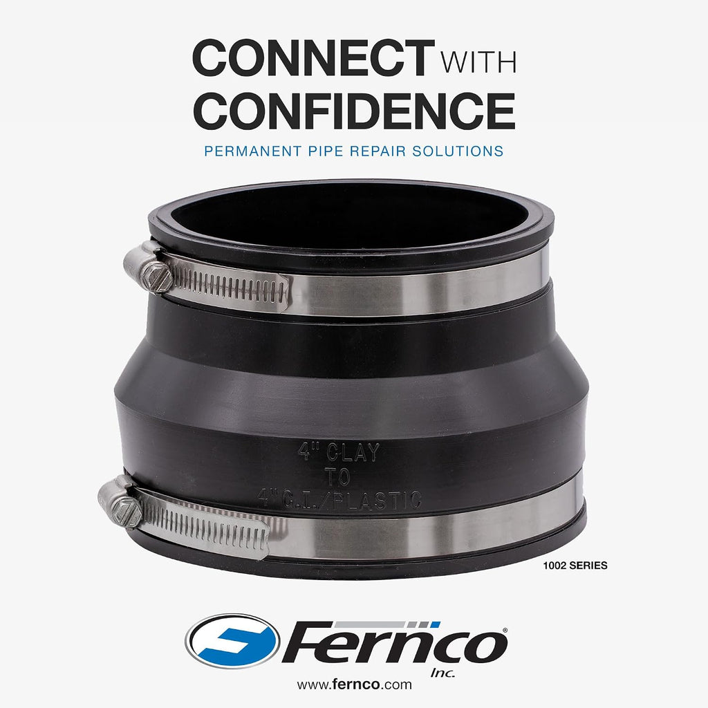 Fernco Inc. P1002-43 4-Inch Clay To 3-Inch Cast Iron Or Plastic Coupling