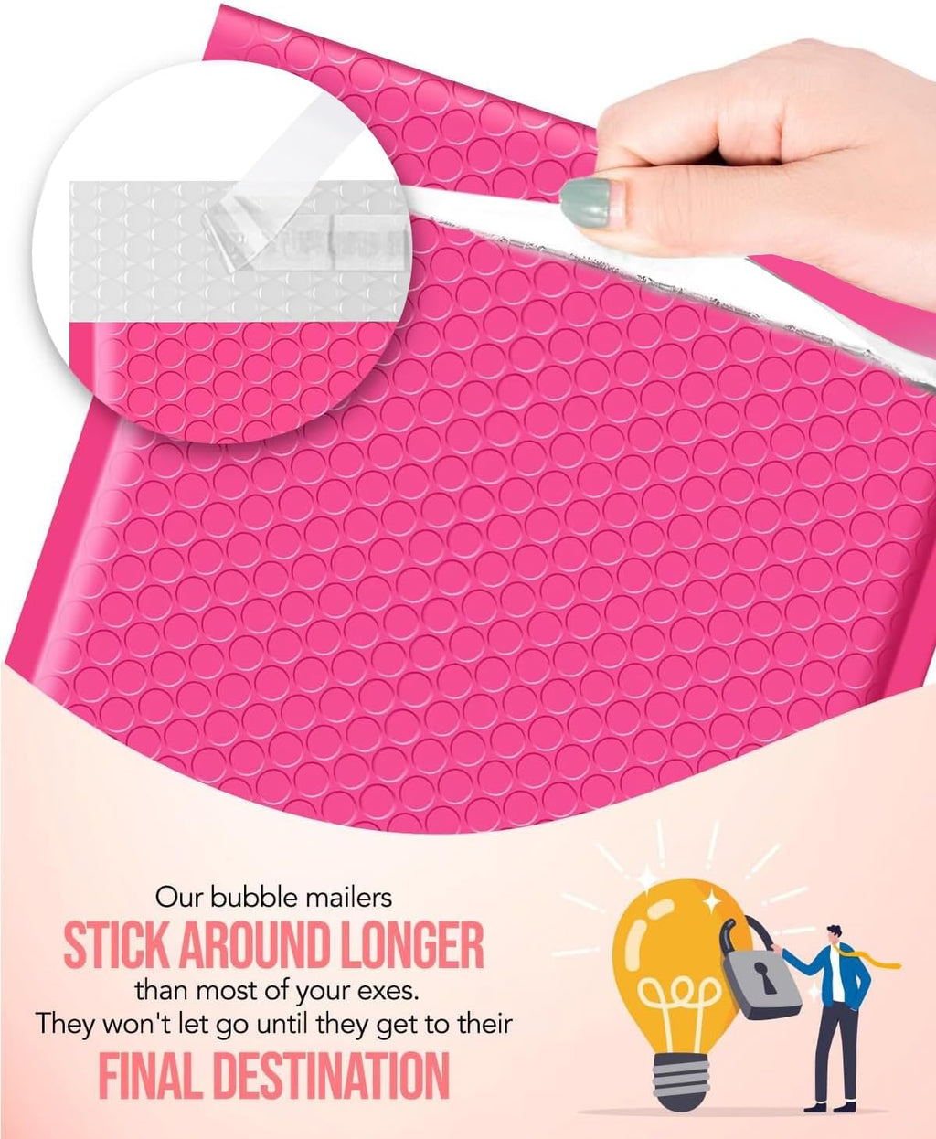 Pink Bubble Mailers 8.5x12 40 Pack, Self Seal Padded Envelopes