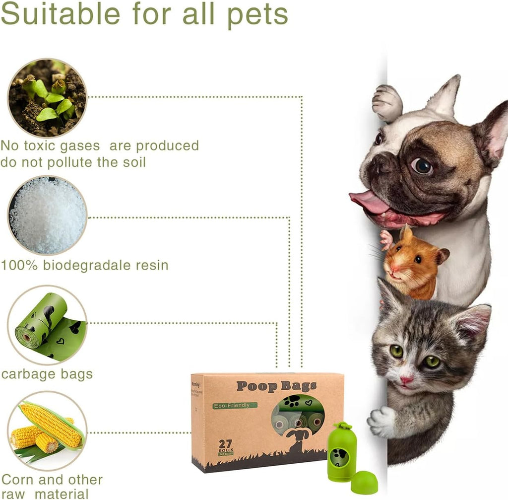 Dog Poop Bag Biodegradable - 540 Count Dog Waste Bags with Dispenser, Extra Thick Strong Leak Proof Poop Bags for