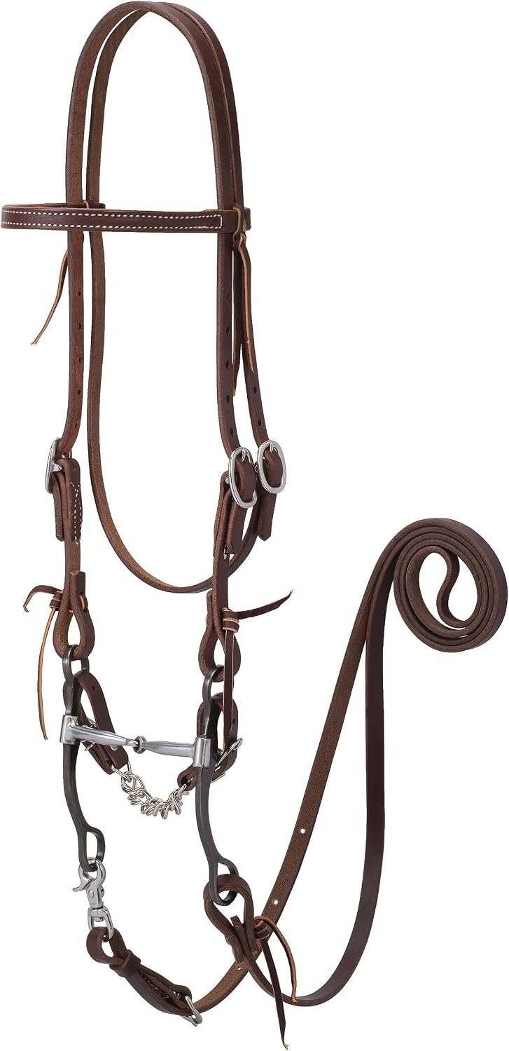 Weaver Leather Working Tack Bridle with Snaffle Mouth Bit, Golden Chestnut