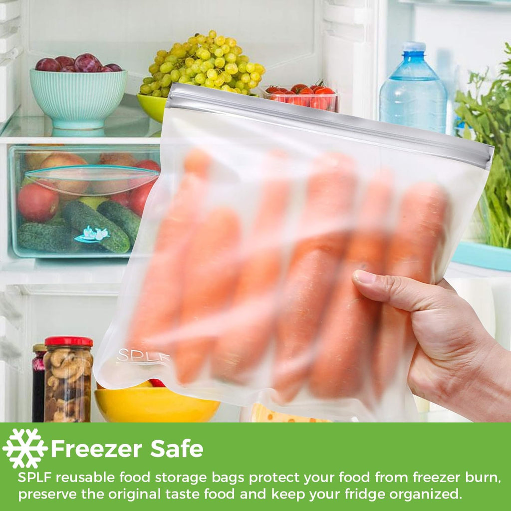 6 Pack Reusable Gallon Freezer Bags Dishwasher Safe, Gray