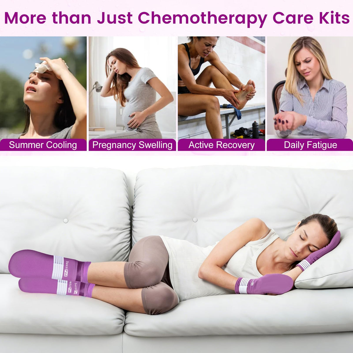 Cold Socks & Hands Ice Pack for Chemo Must Haves, Purple, S/M