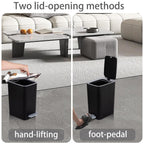 Small Bathroom Trash Can with Lid, 2.1 Gallon Slim Step Trash Can, Black