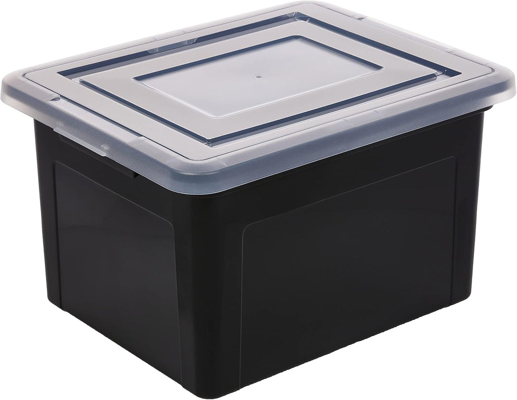 File Box, Plastic File Organizer with Lids for Letter/Legal File, Portable Document Box For Moving, Storage Bin with