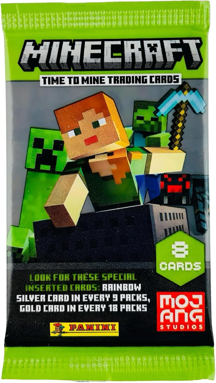 Panini Minecraft Mega Box – Official Trading Cards, 72 Cards per Box, Exclusive Foil Parallels, Rare Inserts, Great