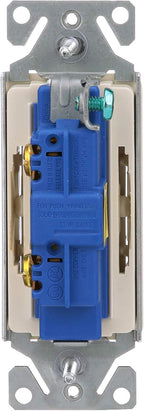 Eaton 7511LA 15-Amp 120/277-volt Heavy-Duty Grade Single-Pole Decorator Lighted Switch, Light Almond