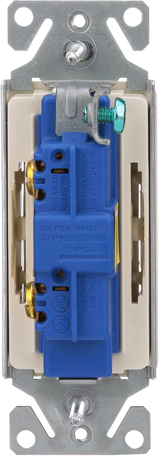 Eaton 7511LA 15-Amp 120/277-volt Heavy-Duty Grade Single-Pole Decorator Lighted Switch, Light Almond