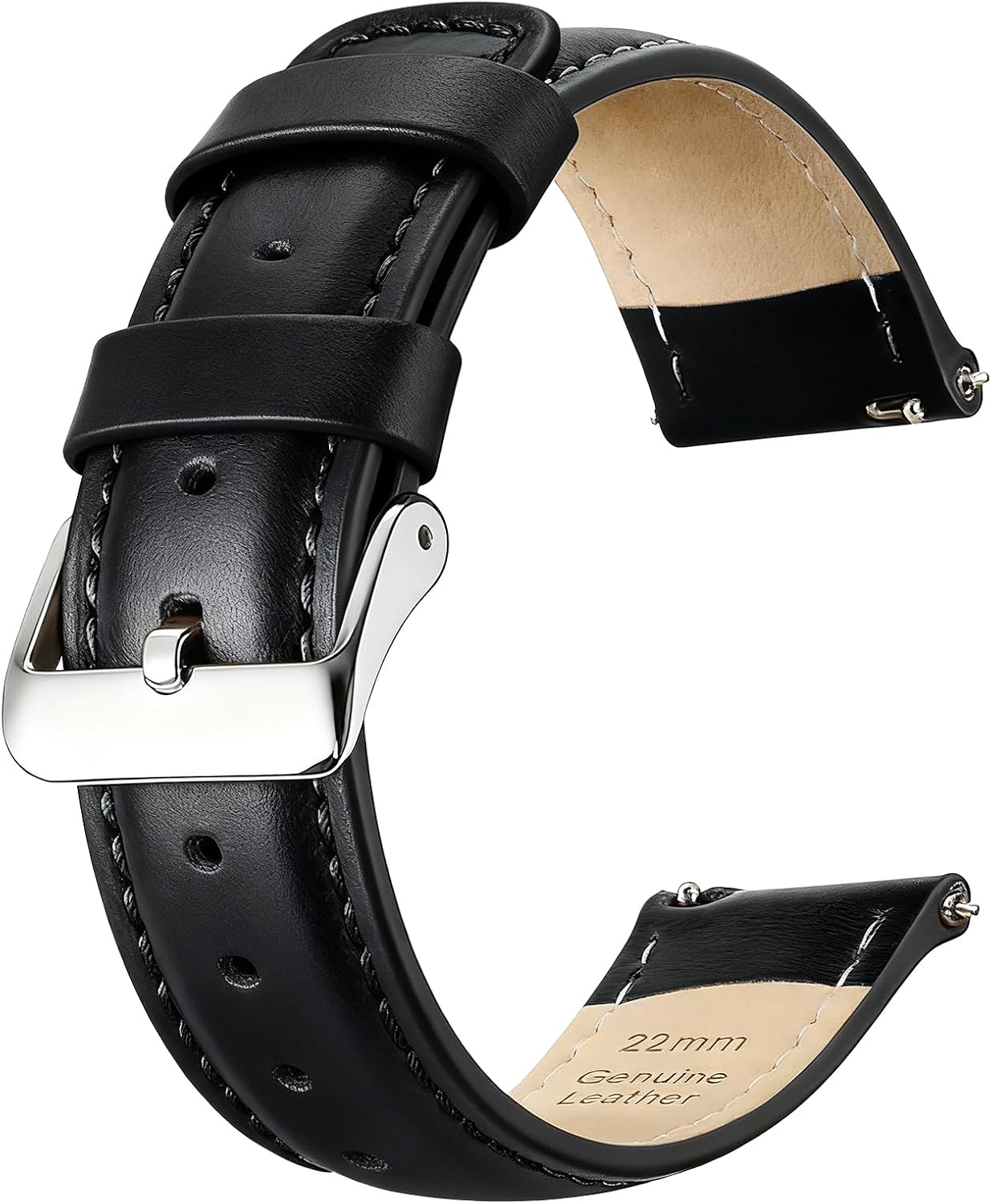 Leather Watch Strap - 18mm 20mm 22mm Genuine Watch Bands, Quick Release Watch Band Replacement Wristband for Men Women