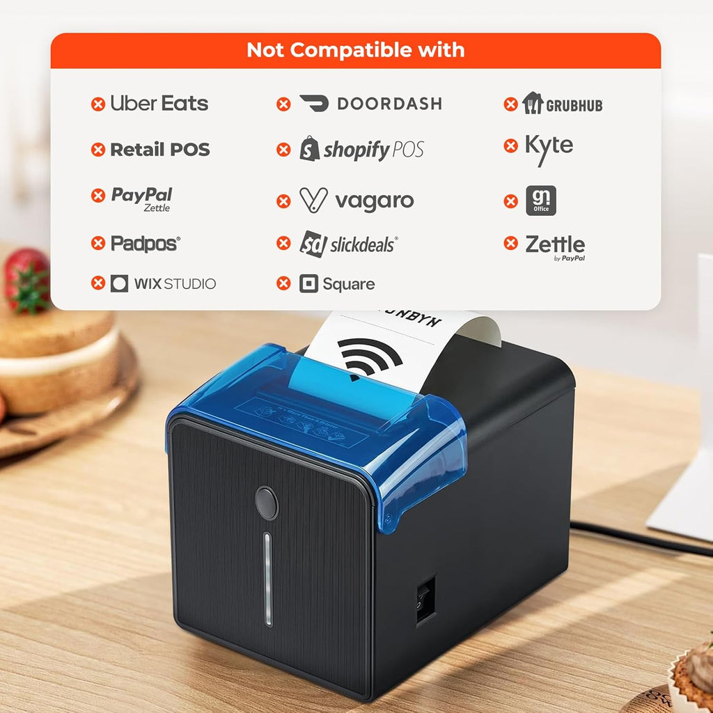 WiFi Receipt Printer P905 with USB Port, 80mm POS Printer | Compatible with Mac Windows Chromebook Linux Cash Drawer