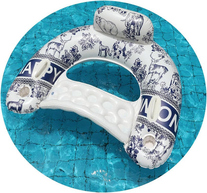 Adult Inflatable Pool Float Chairs, U-Shaped with Cup Holder & Handles | U-shaped float chairs with cup holder &