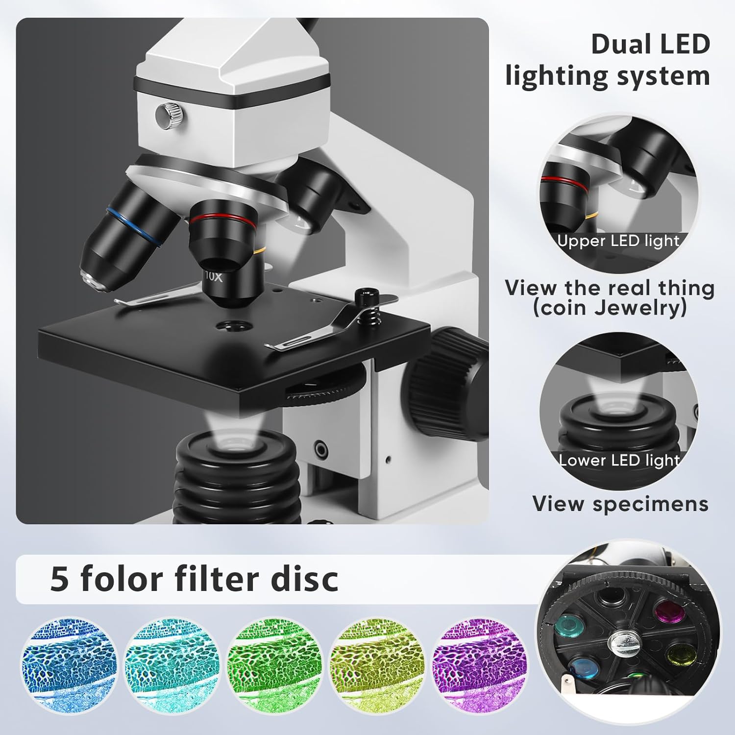 Microscope for Adults Professional:Compound Microscope for Kids 8-12,100X-2000X Kids Microscope Kit with Prepared