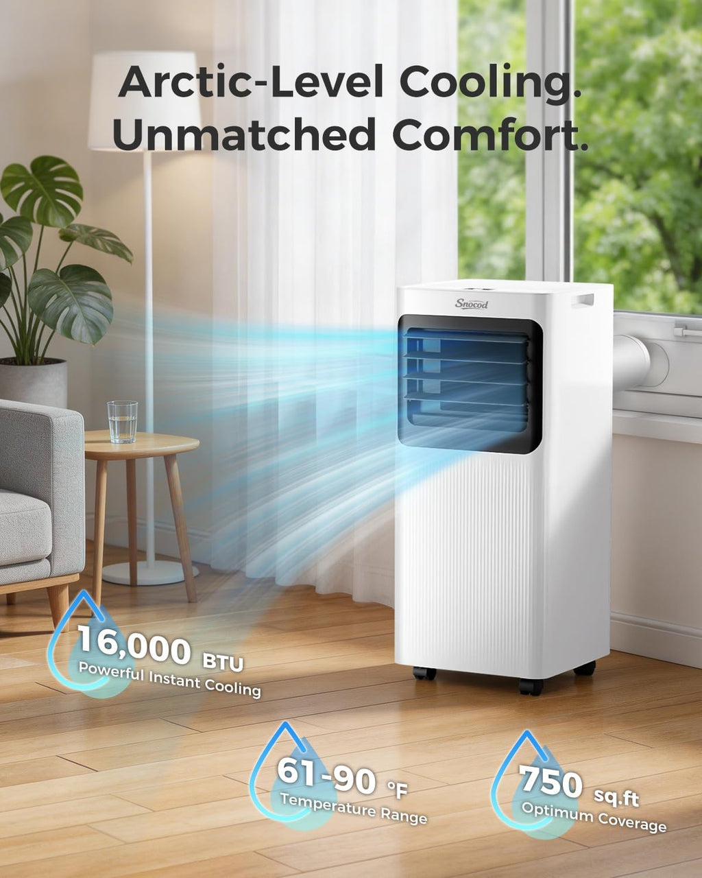 16,000 B T U Portable Air Conditioners for Large Room up to 750 Sq. Ft., 5-in-1 Smart AC with WiFi App, Remote
