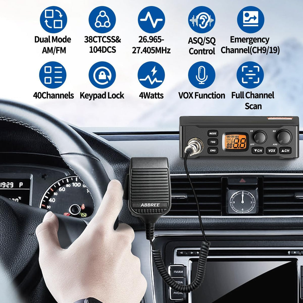 CB Radio with Magnetic Mount Antenna for Truckers Long Range AM FM Professional CB Radios,Compact Design,Instant