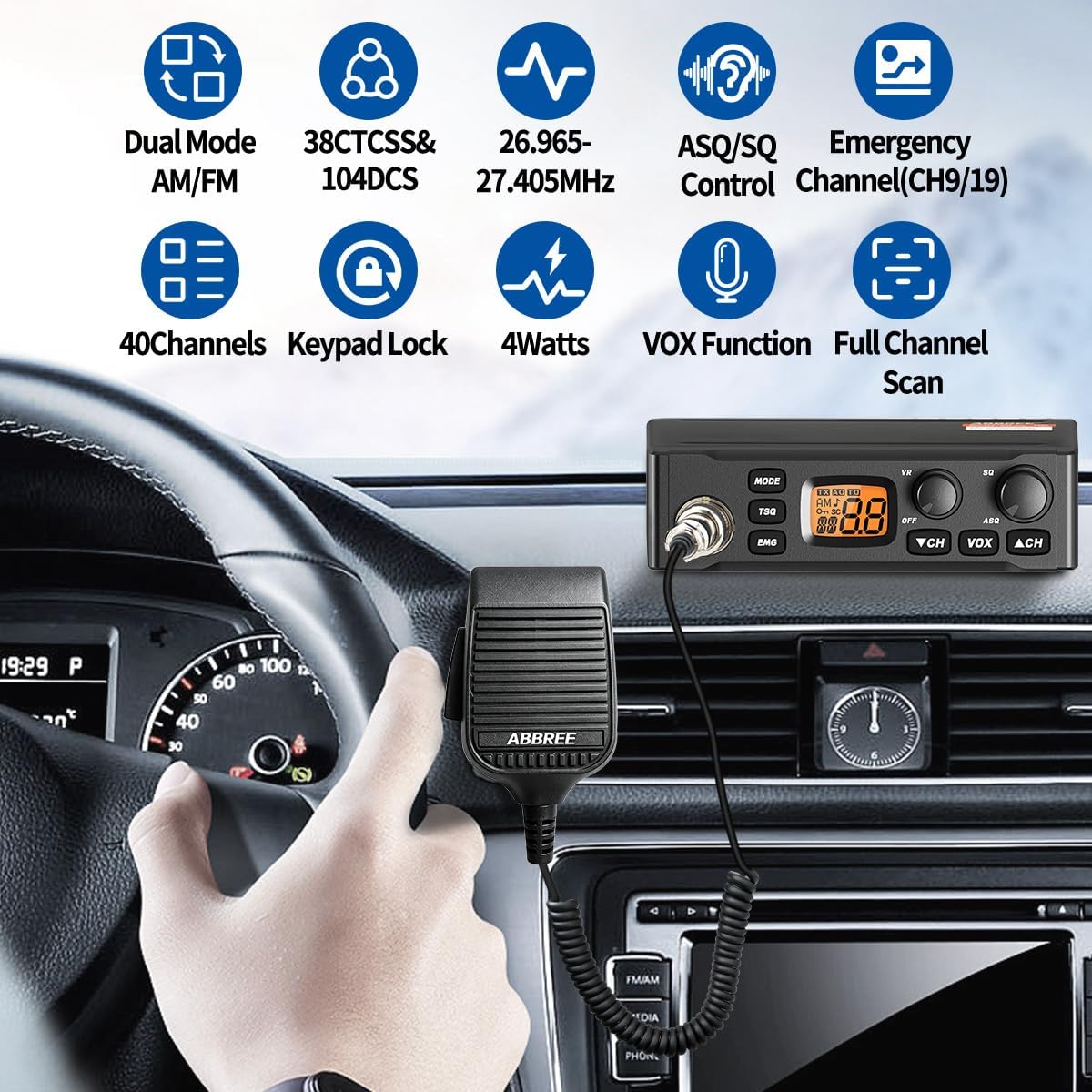 CB Radio with Magnetic Mount Antenna for Truckers Long Range AM FM Professional CB Radios,Compact Design,Instant