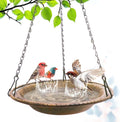 Hanging Bird Bath & Feeder Bowl, 12 in, Antique Bronze Look