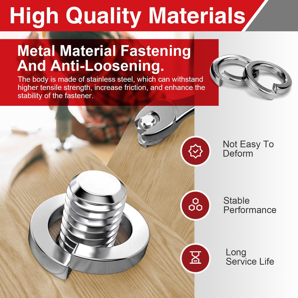 Neprift 40PCS M8 Spring Lock Washers, Stainless Steel Split Washers