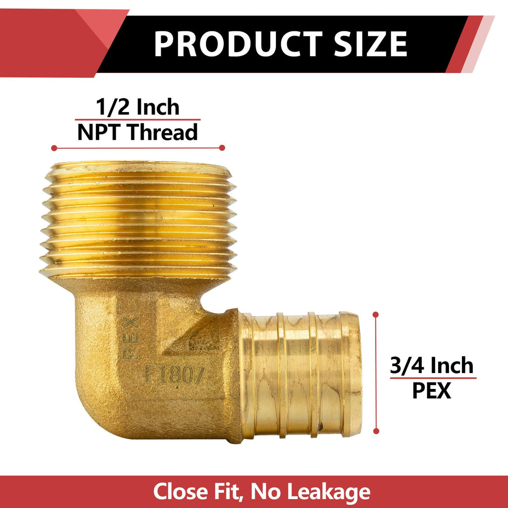 20-PACK EFIELD Pex 3/4"x1/2"Male NPT Threaded Elbow(PEX1807100-20)