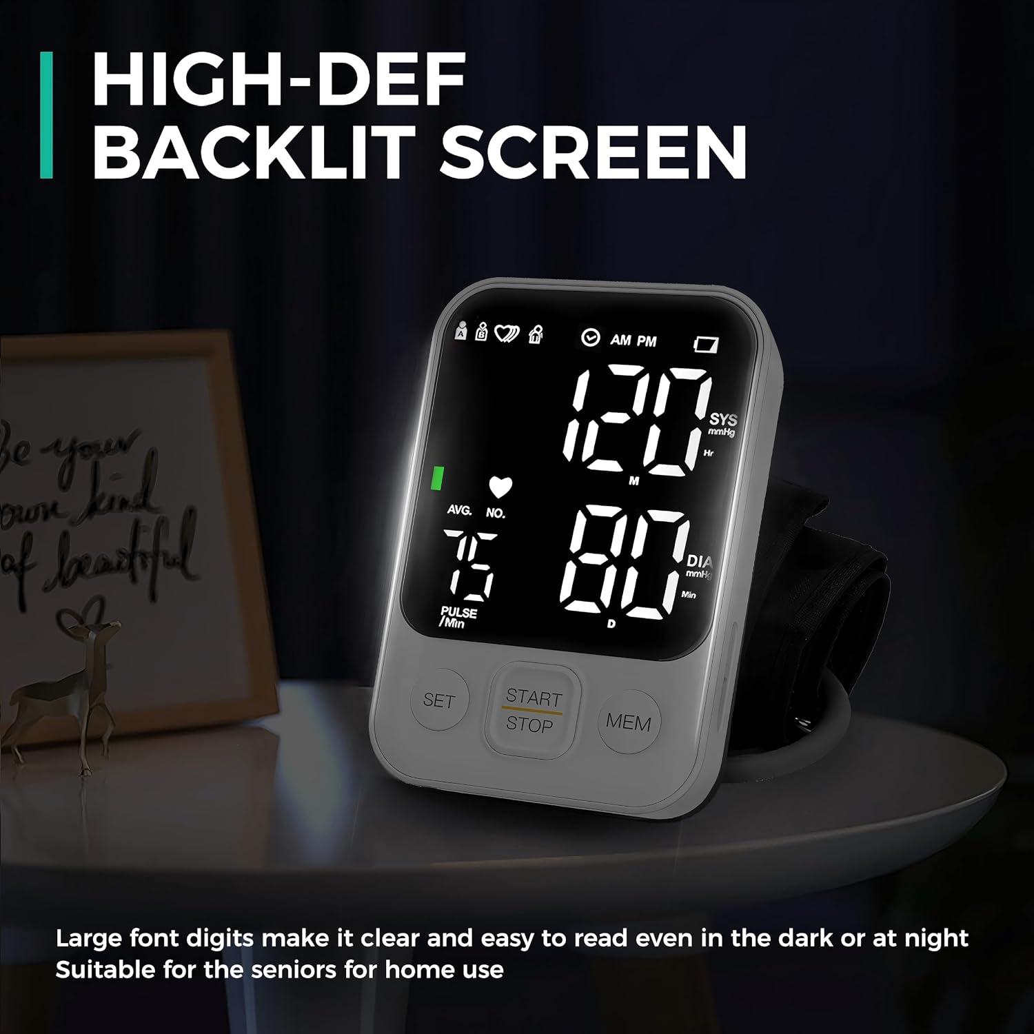 FDA Cleared Blood Pressure Monitor Upper Arm BP Machine for Home Use | Clinical Accuracy, 2x120 Memory, Large LED