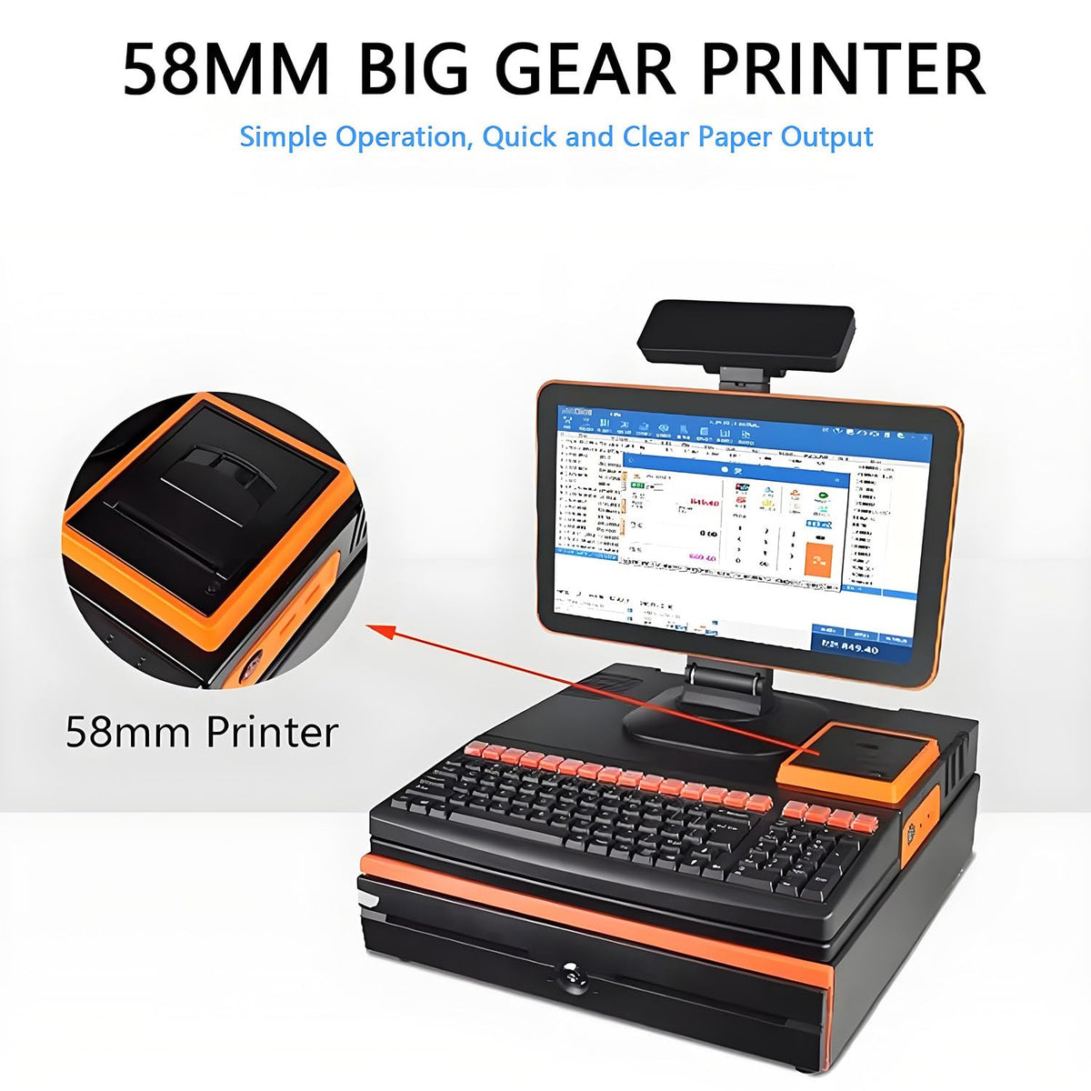 15.6 inch Touch Screen, Cash Register, Keyboard, Built-in 58mm Printer, Complete Package, POS Computer, Factory Point