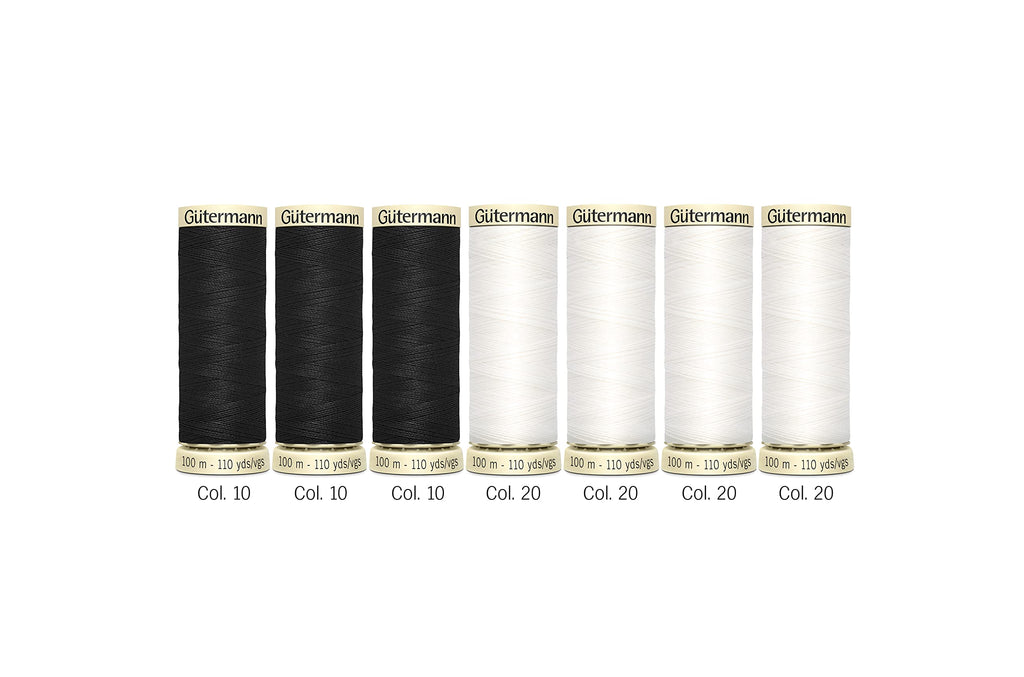 Gutermann Sew-All Polyester Thread Set, Black & White, 7 Spools