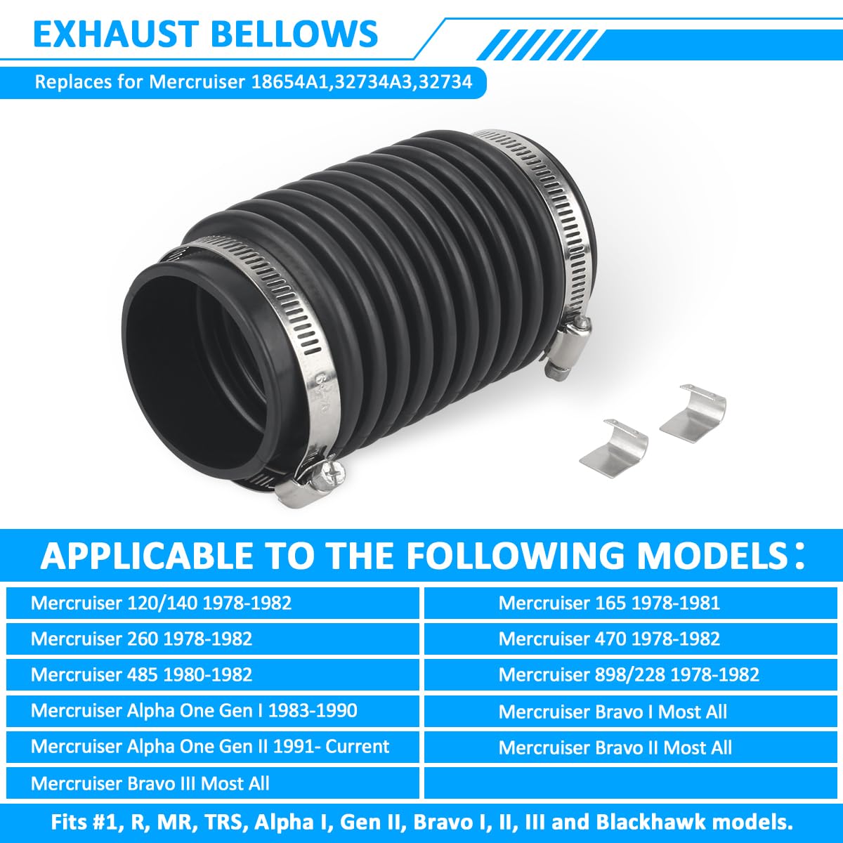18654A1 Exhaust Bellows Boot for MerCruiser Alpha Gen 1/2 & Bravo 1/2/3