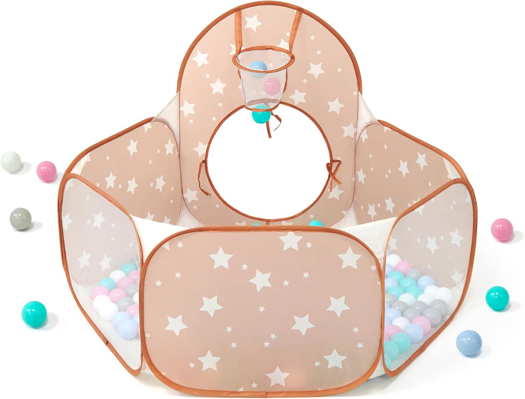 3 in 1 Pop Up Kids Play Tent with Ball Pit Indoor/Outdoor Playhouse | Baby Ball Pit tunnel toys for toddlers 1-3