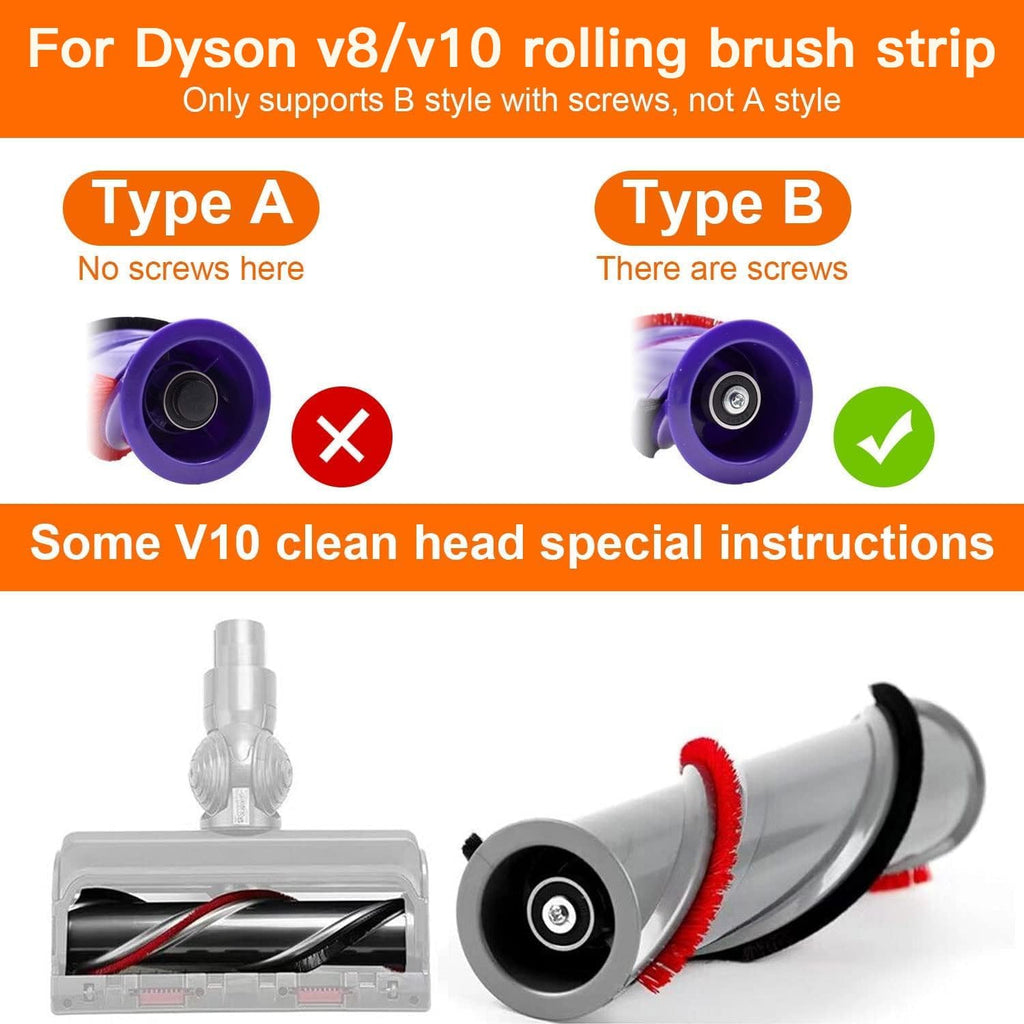 Fixbetter 4Pcs Replacement Rolling Brush Plush Strips For Dyson V8, V10 Vacuum Cleaner, Vacuum Cleaner Rolling Brush Strips with Screwdriver