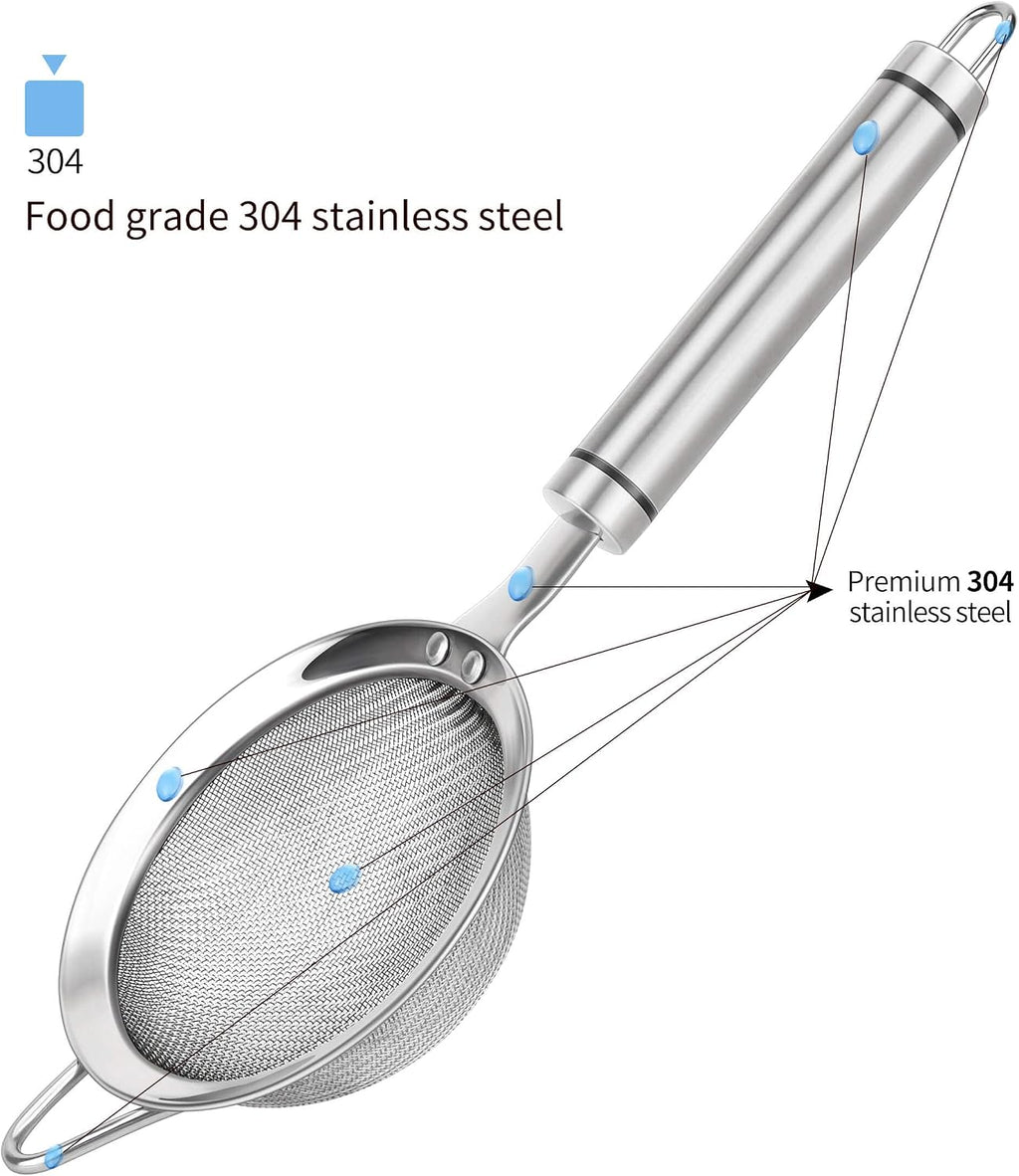 3.35inch 304 Stainless Steel Fine Mesh Strainer Tea Sieve Sifter