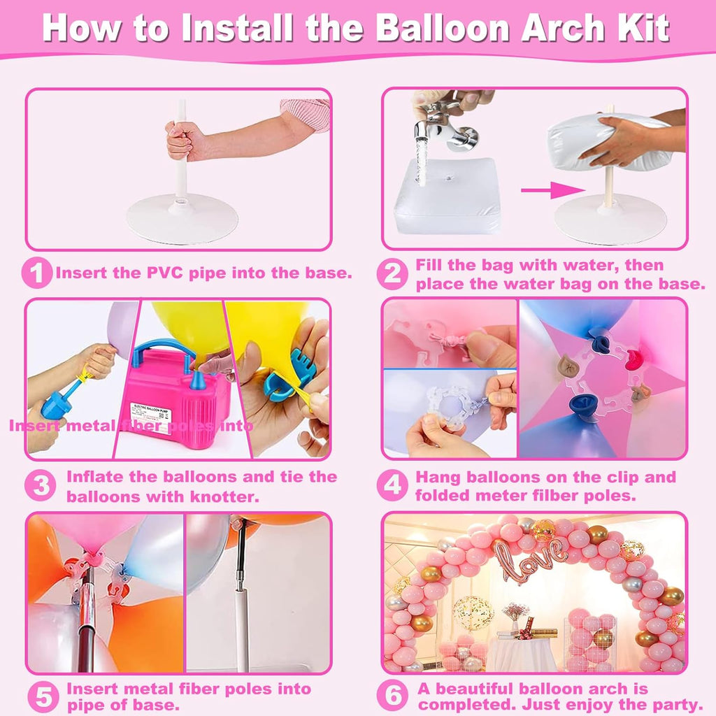 Balloon Arch Kit and Balloon Pump, 9Ft Tall & 10Ft Wide Adjustable Balloon Arch Stand Kit with Electric Pump