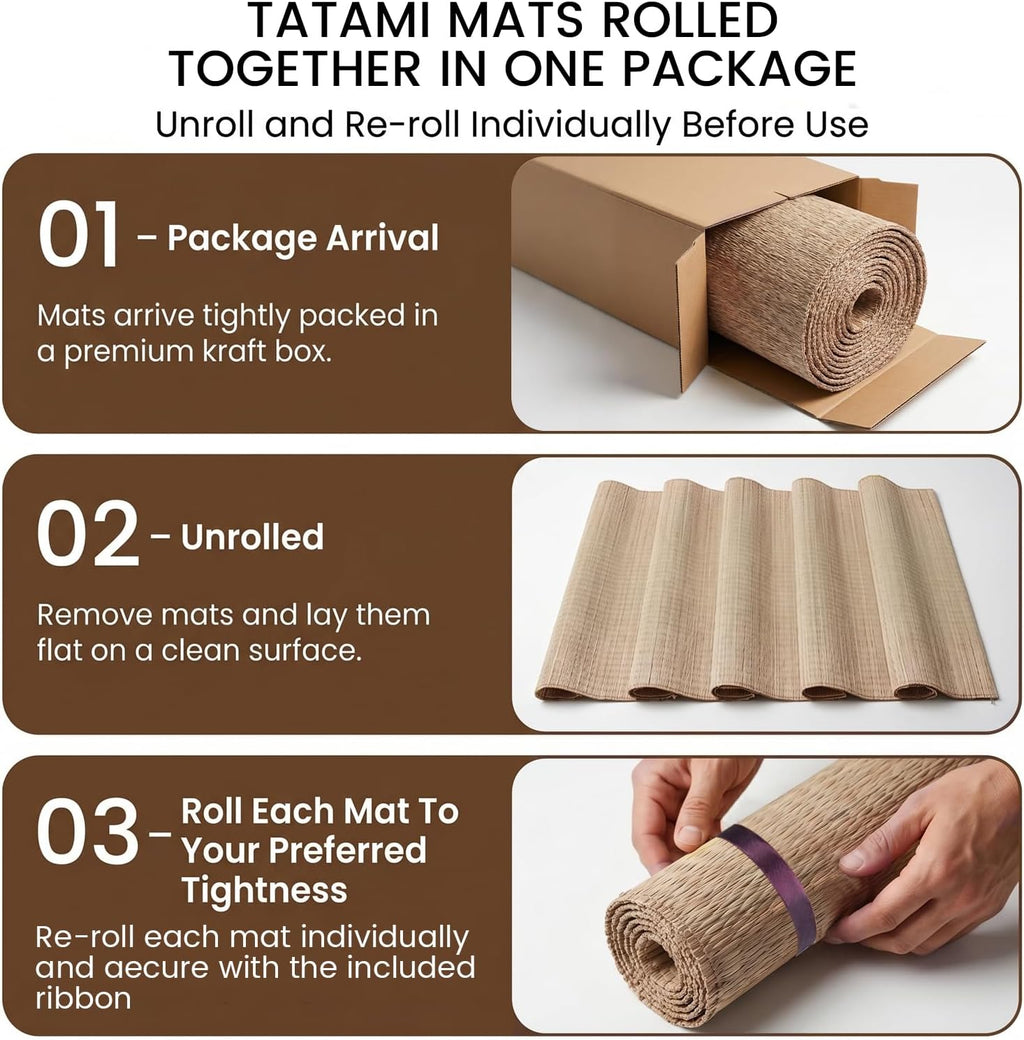 Tatami Mat for Sword Cutting, 5-Pack Authentic Igusa Tatami | 34x71 Inch Unrolled & Hand-Roll Modifiable for