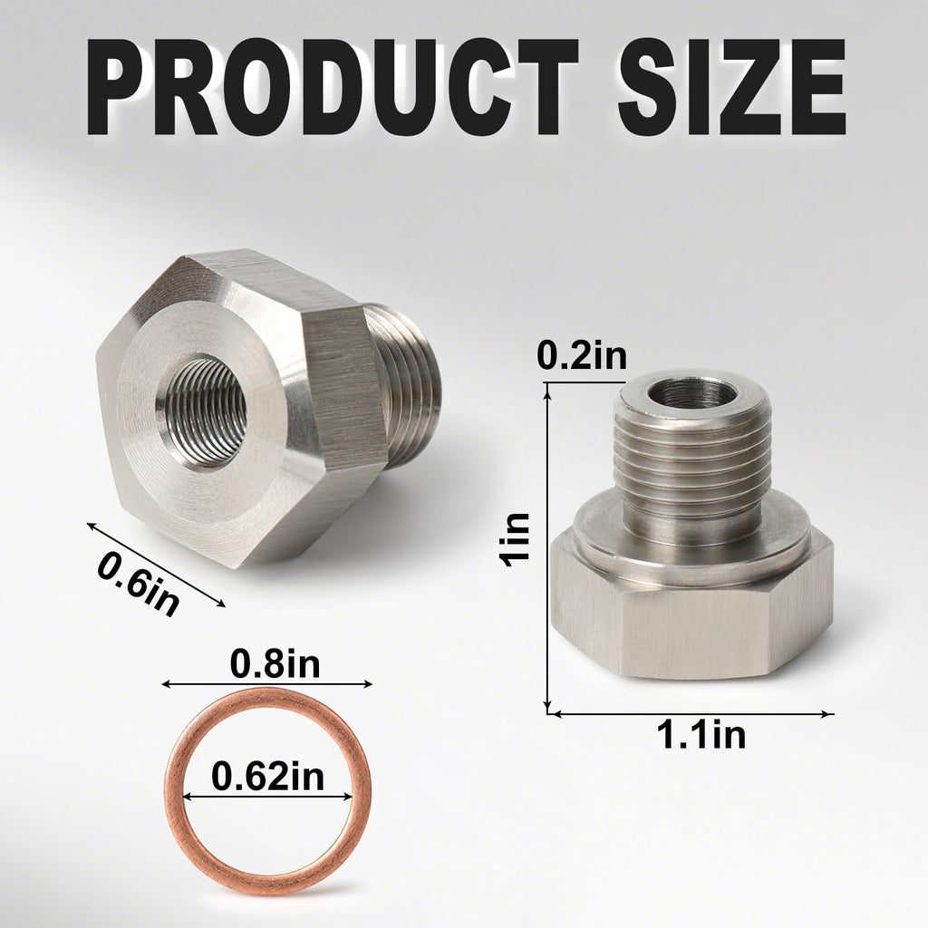 LS Oil Pressure Sensor Adapter M16-1.5 to 1/8" NPT for GM LS Engines