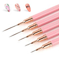 Metallic Nail Art Pens, Liner Brushes Set, 5PCS Pink Nail Tools