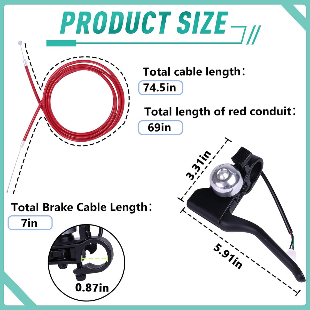 Brake Cable Compatible with Gotrax Electric Scooters GXL V2/Apex Pro XL