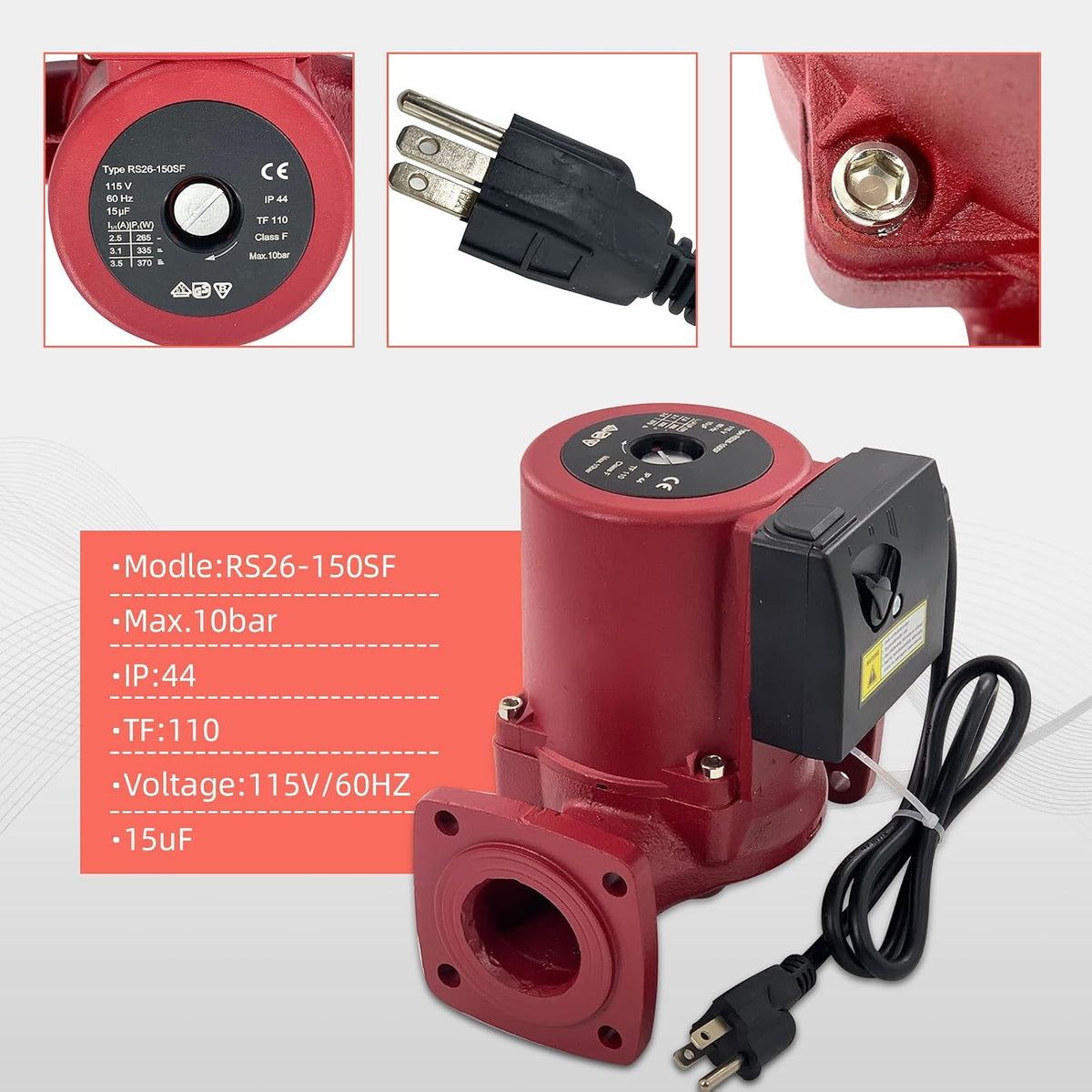UPS26-150SF 1/2 HP Circulator Pump 115V Compatible with Grundfos 95906632