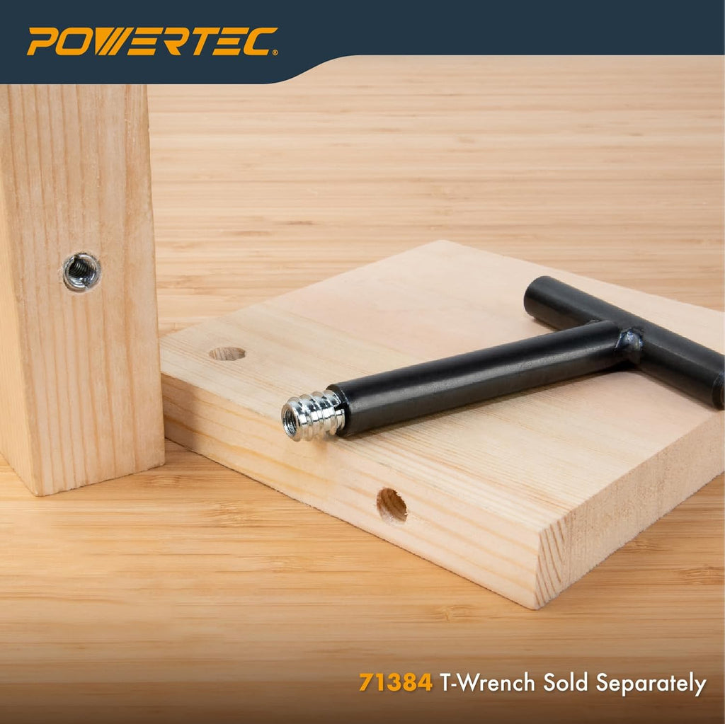 POWERTEC 50 Pcs 5/16'-18 Threaded Inserts | Nut Inserts, Screw Inserts for Hardwood, Softwood, Desk & Furniture | 13.8mm Length (QTI1003)