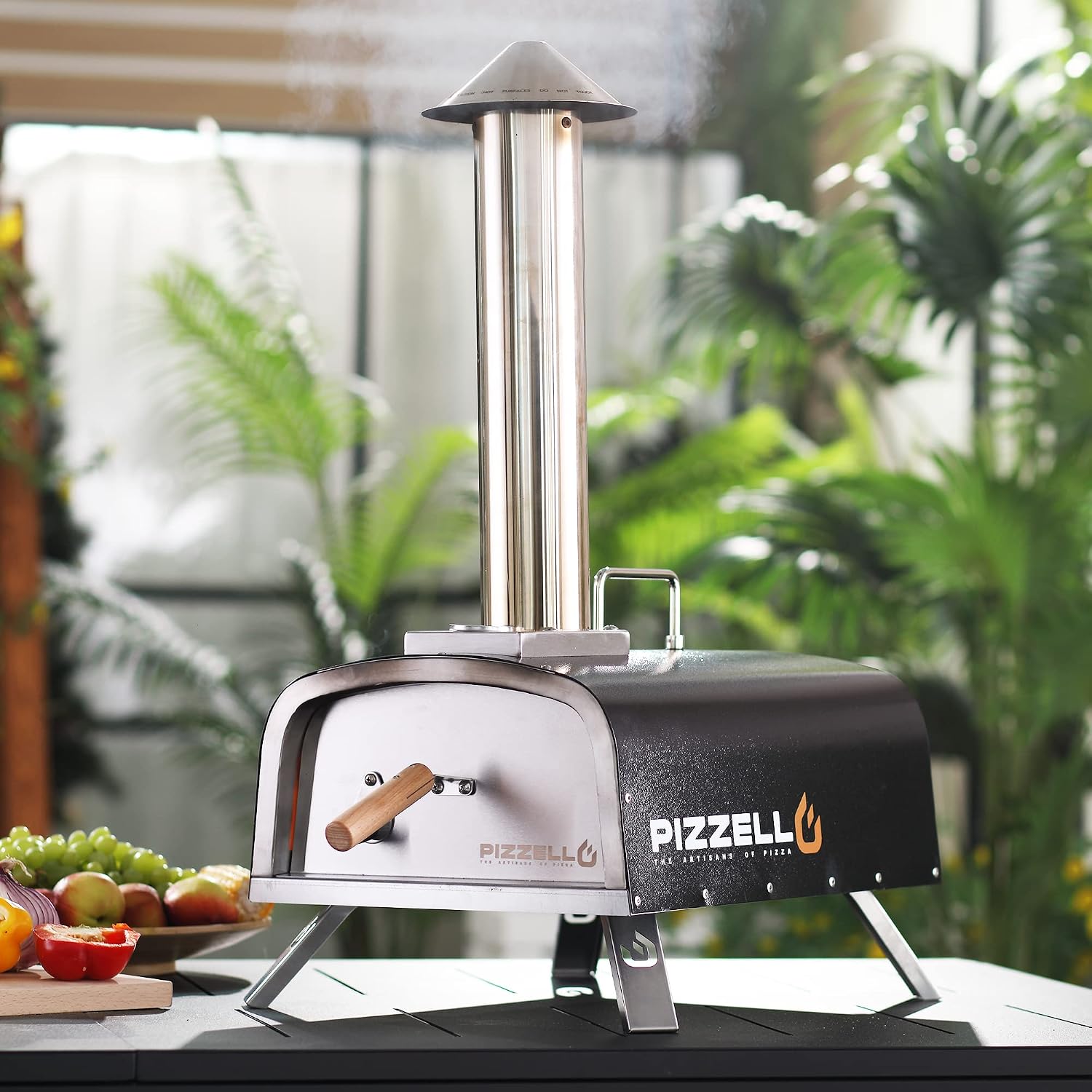 12" Outdoor Pizza Oven, Propane & Wood Fired Steel Pizza Grill