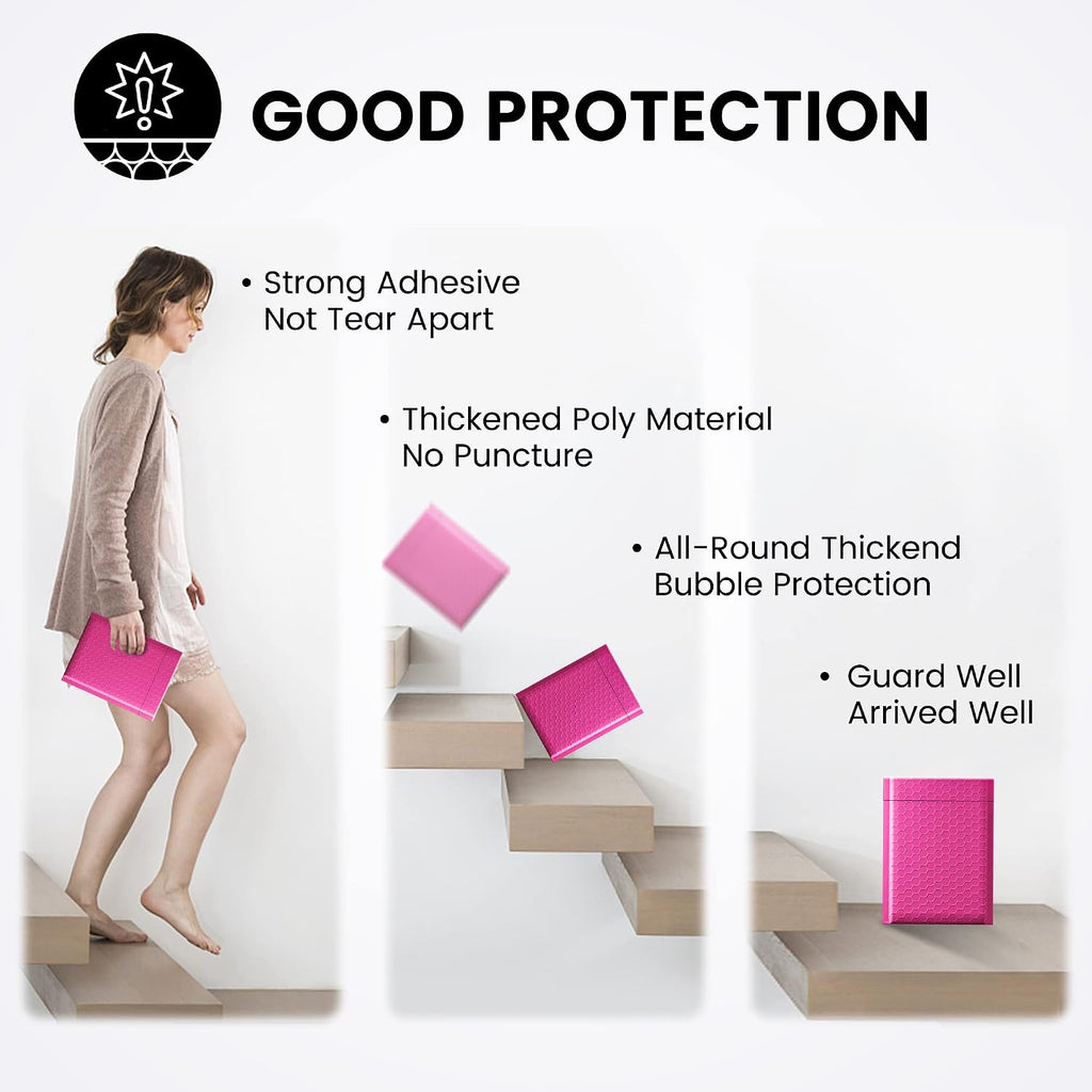 Bubble Mailers 6x10" 100 Pack Pink Thick Padded Envelopes