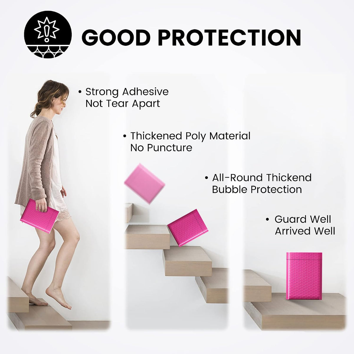 Bubble Mailers 6x10" 100 Pack Pink Thick Padded Envelopes