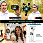 4K Handheld Camera with WiFi,Outdoor Pocket Gimbal Vlogging Camera,330° Rotating Lens Handheld Camcorder,64MP Fast