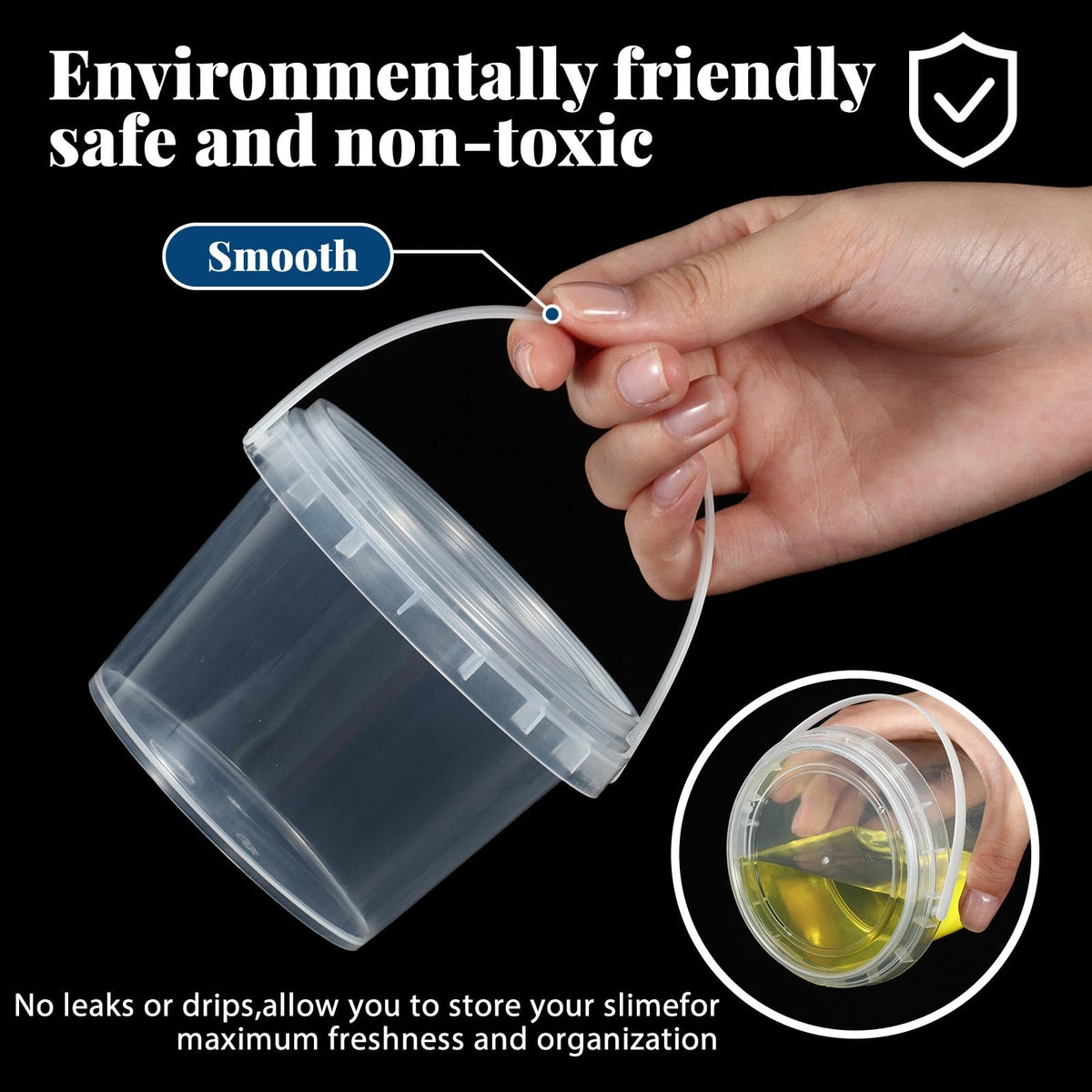 50 Pcs 10oz Plastic Bucket with Lids and Handles Bulk, Clear