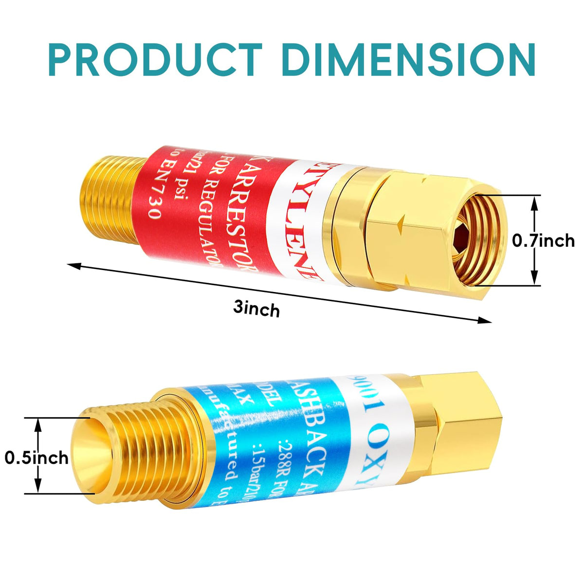 Oxygen Acetylene Flashback Arrestor Set Regulator End