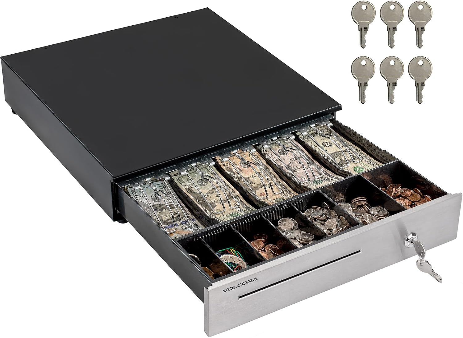 Cash Register Drawer for (POS) Point of Sale System 16", Stainless Steel Removable Coin Tray, 5 Bill/7 Coin, 24V