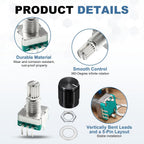 MECCANIXITY 5pack EC11 Rotary Encoder Code Switch 15mm Full Shaft Black